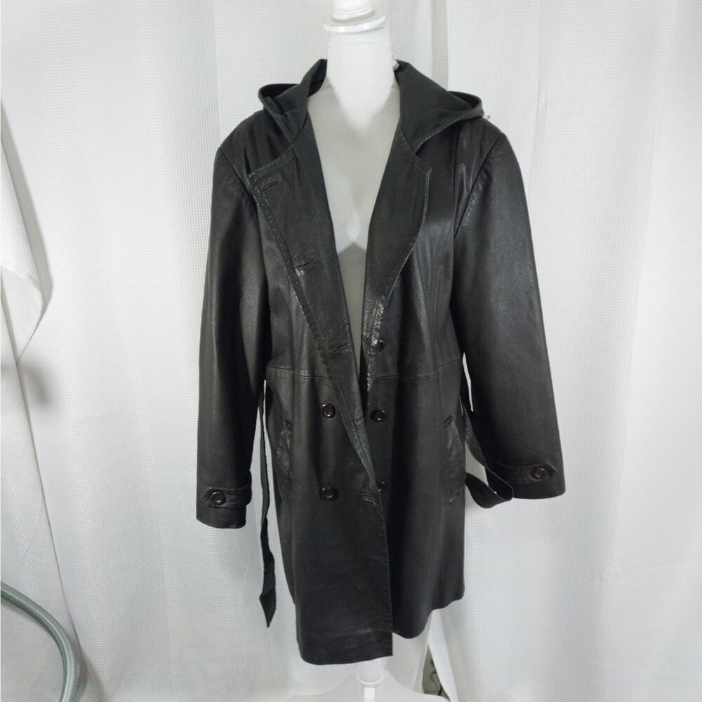 GIORGIO ST. ANGELO! DEEPEST ESPRESSO BROWN BELTED TIE WAIST JACKET, COAT! SZ XL - Picture 3 of 12